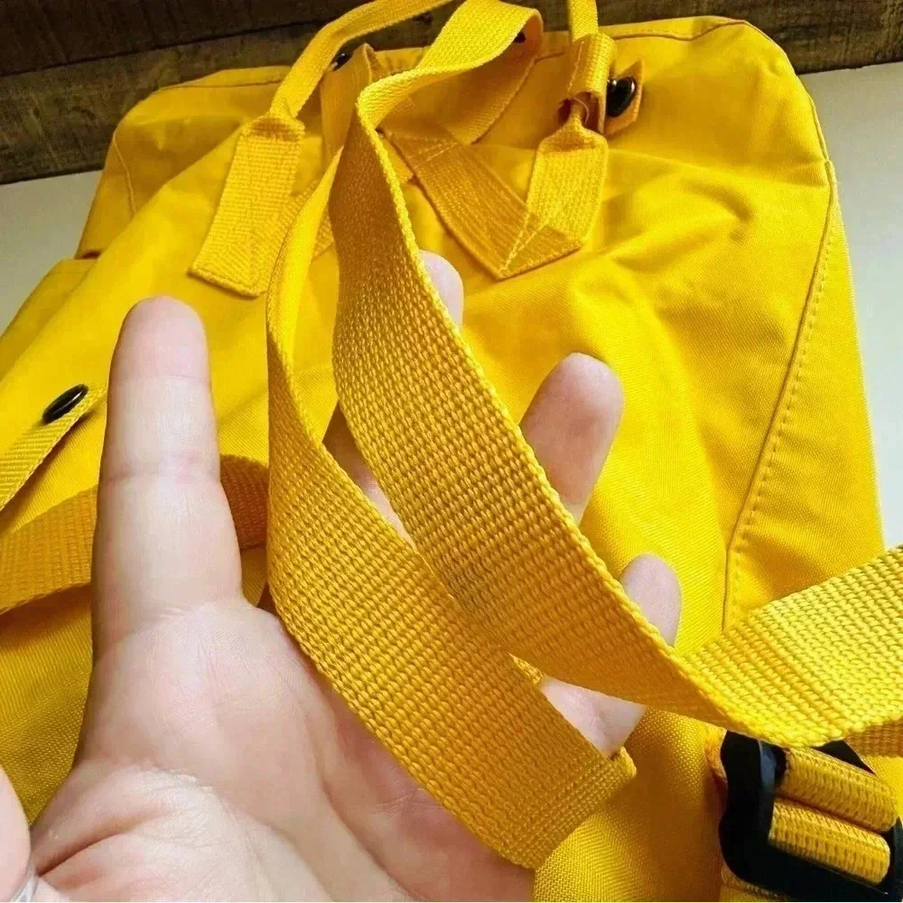 Unisex Fjallraven Kanken Yellow Backpack W Llama Patch